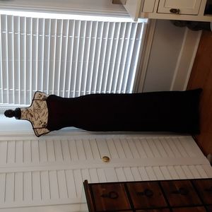 Vintage 90s Maxi Dress, Red Lining with Sheer Black Overlay and Beadwork, Size 6